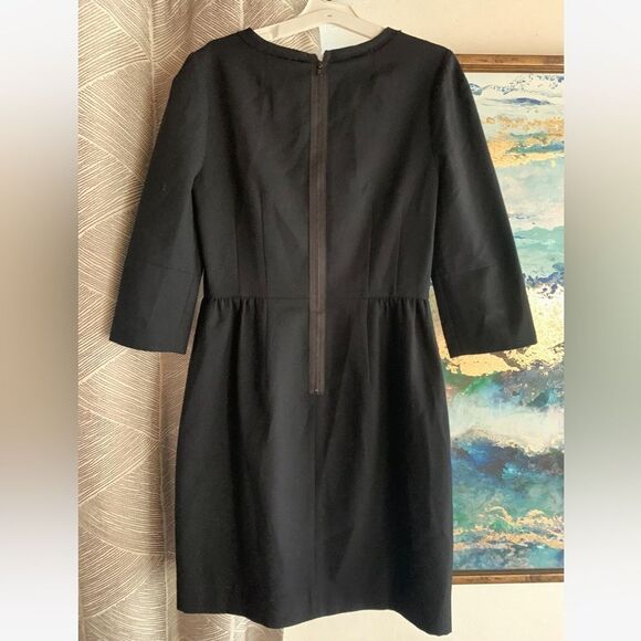 J. Crew Dress Womens Size 6 Black Wool Blend Knit 3/4 Sleeve - Picture 3 of 12